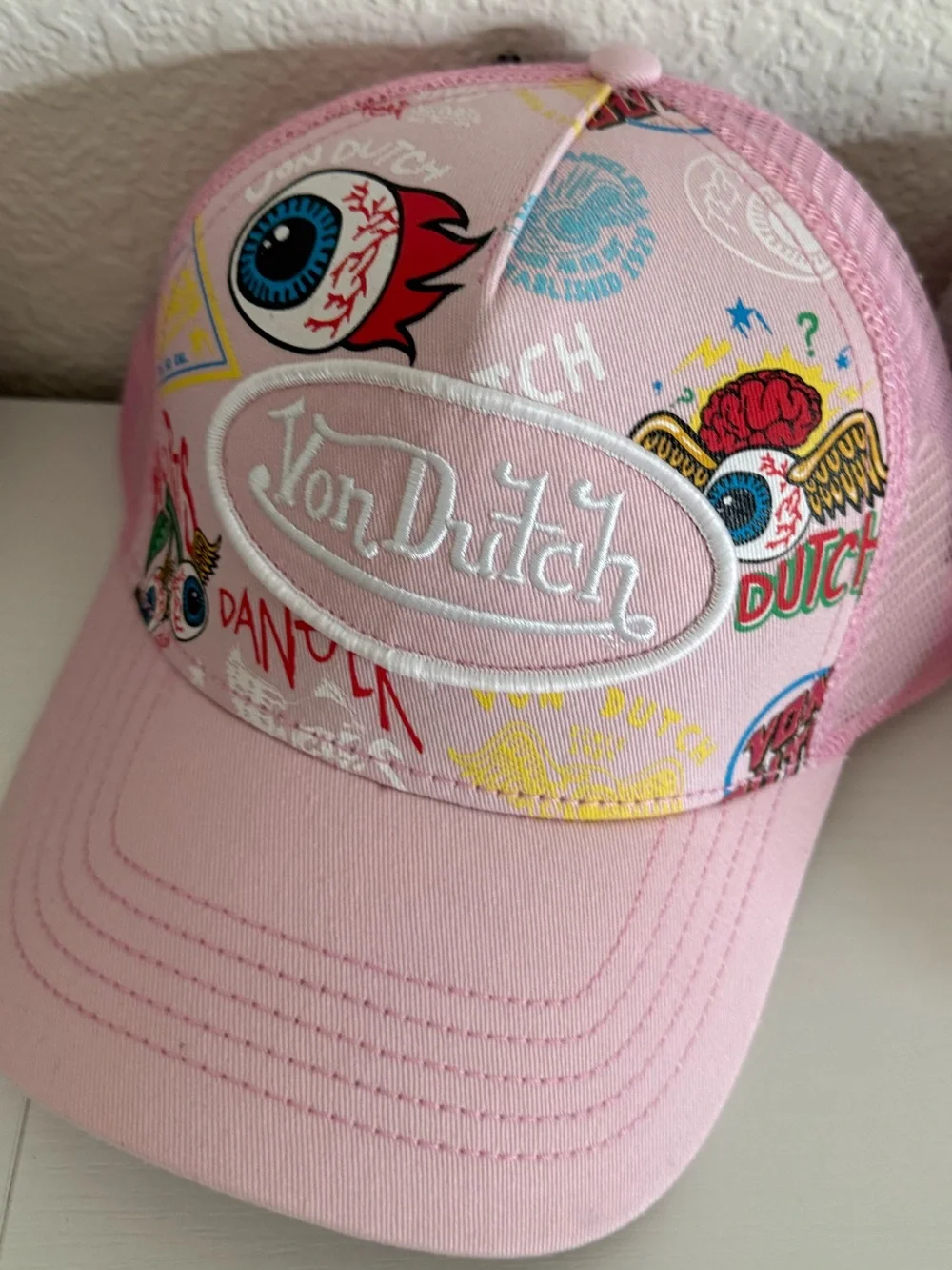 Von Dutch Pink Graphic Patch Trucker Hat